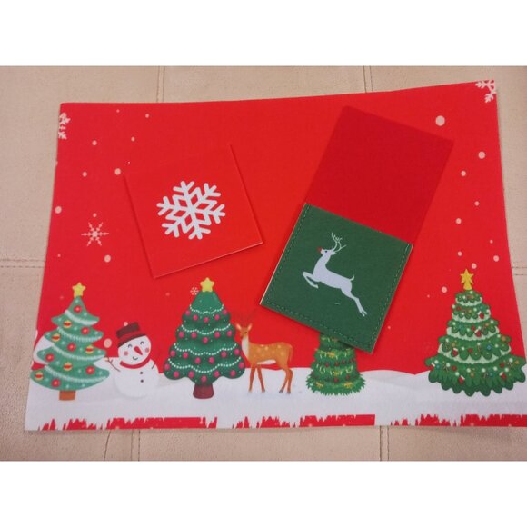 Christmas Place Mats & Silverware Holder With Coaster Set of 6 Heavy Felt NEW - Picture 7 of 7